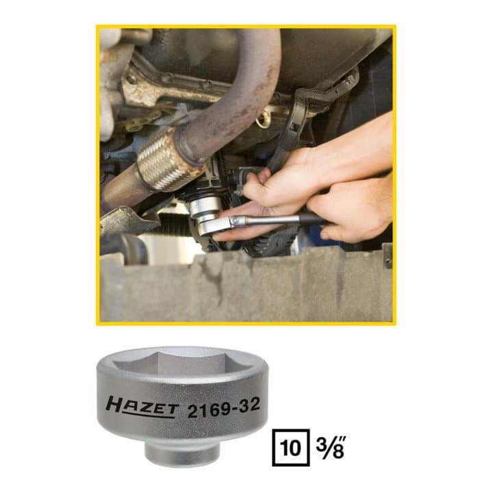 ▻ HAZET Ölfilter-Schlüssel 2169-32 Vierkant hohl 10 mm (3/8 Zoll)  Außen-Sechskant Profil ab 25,57€