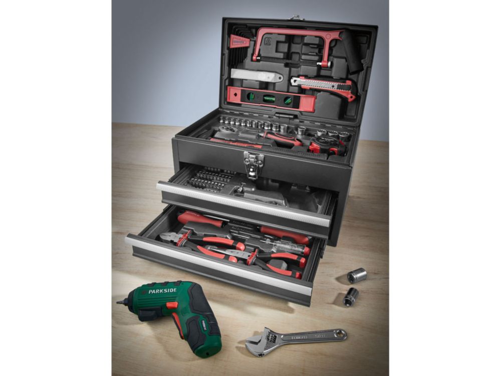 ▻ PARKSIDE Metall-Werkzeugbox 59,99€ A1«, Akku-Schraubendreher, Toolbrothers 92-teilig 4 V »PWBM ab | mit (100348035)