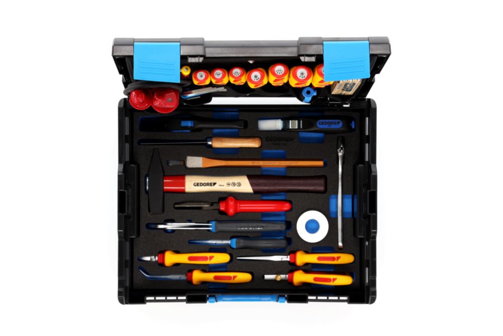 Handwerkzeuge :: Werkzeug-Sets :: GEDORE Werkzeugkoffer L-BOXX 136, Set 36- teilig, gefüllt, Werkzeug für Elektriker, im Kunststoffkoffer, 1100-02