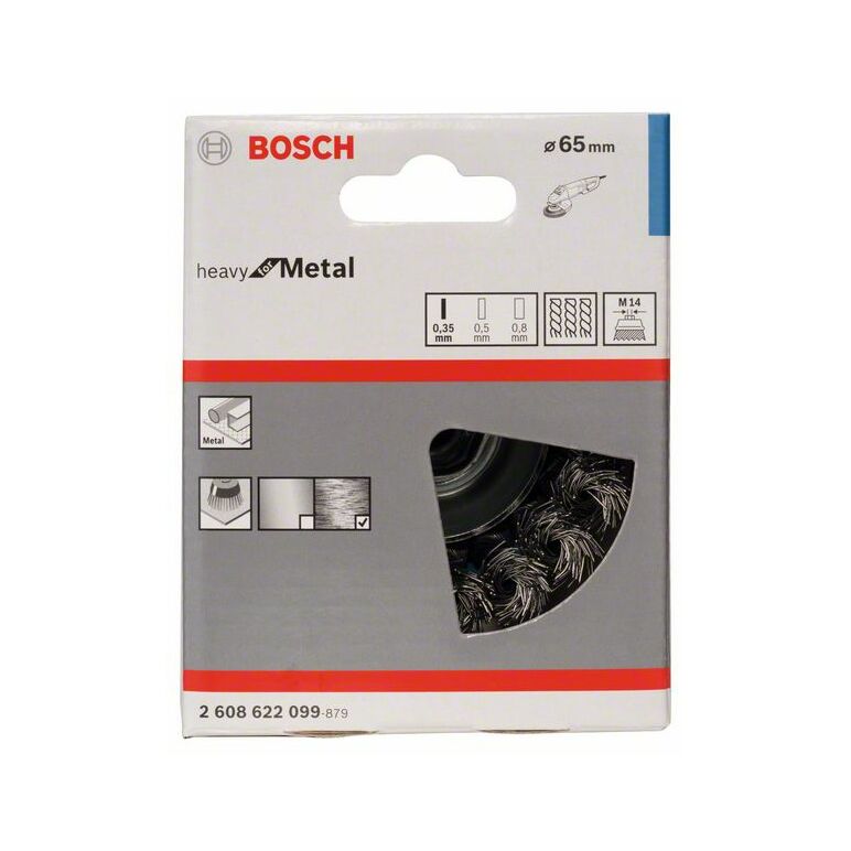 Bosch Topfbürste 0,35 mm gezopfter Draht 12500 U/min Stahl M 14 65 mm 