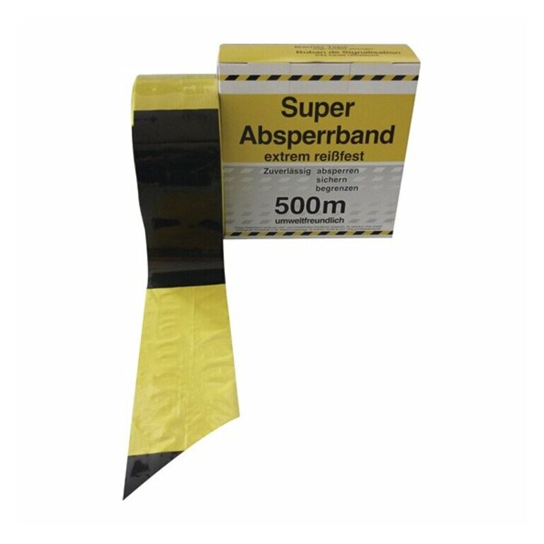 80mm Standard-Absperrbänder gelb/schwarz geblockt 500m 